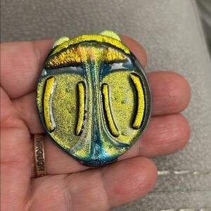 glass scarab beetle brooch